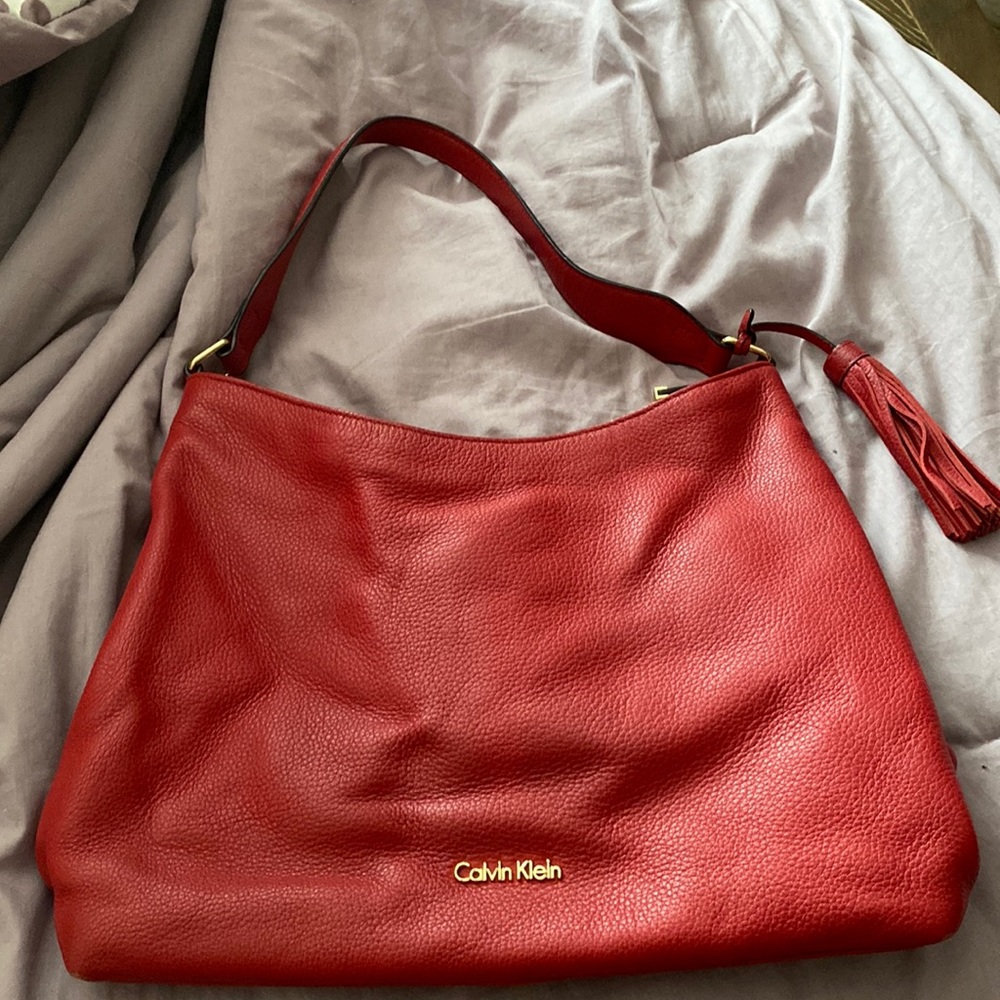 Calvin Klein red bucket bag